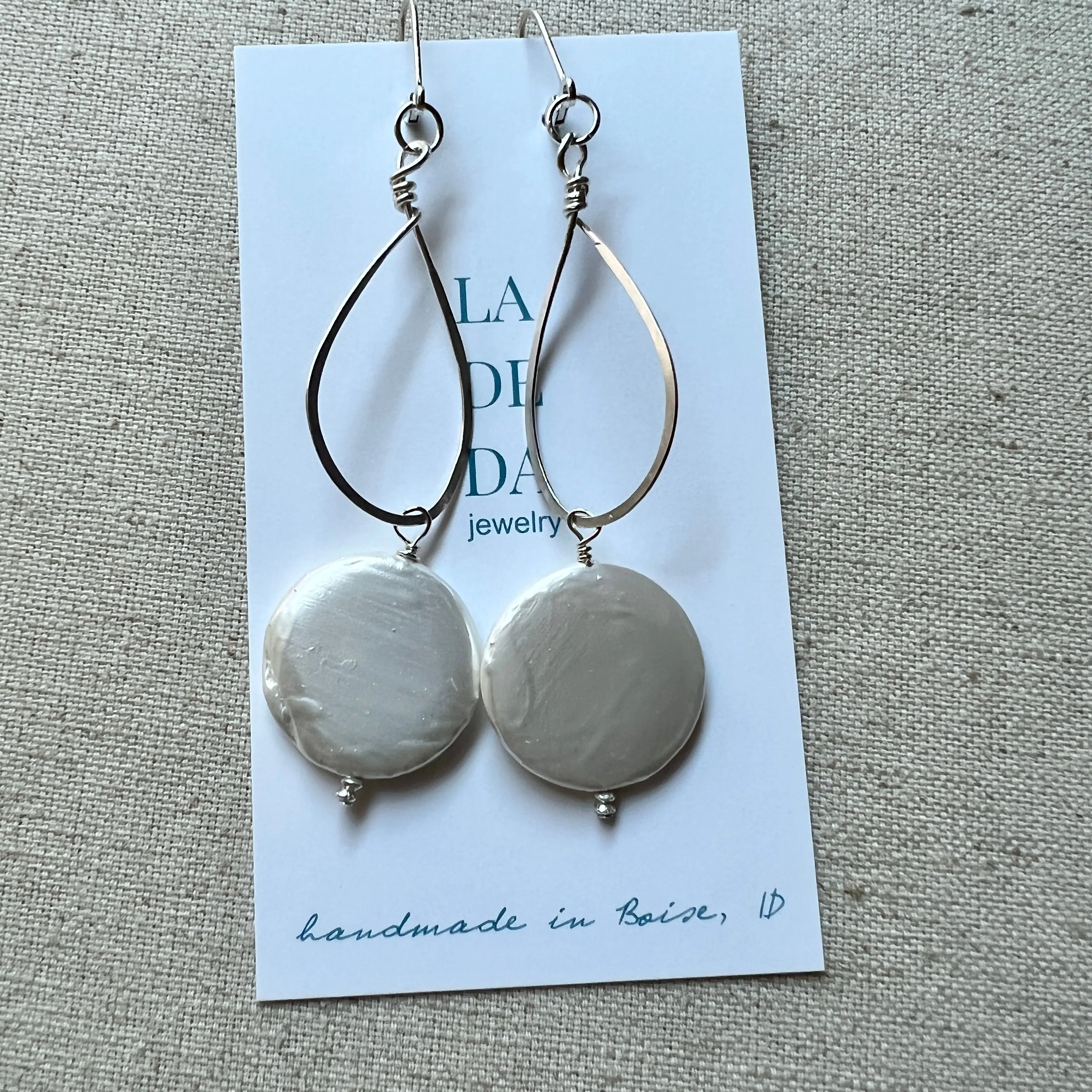 Dangly Coin Pearl Earrings