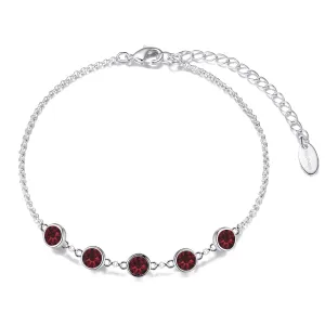 Dark Red Crystal Chain Bracelet Created with Zircondia® Crystals