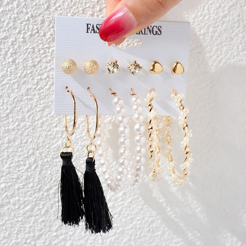 DEANWANGKT 23 Styles Women Earring Set Fashion Jewelry Gold Metal Big Hoop Dangle Drop Earing Butterfly Tassel Geometric Punk Brincos Femme