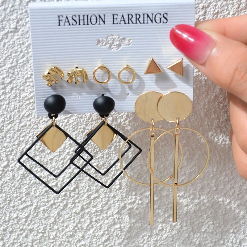 DEANWANGKT 23 Styles Women Earring Set Fashion Jewelry Gold Metal Big Hoop Dangle Drop Earing Butterfly Tassel Geometric Punk Brincos Femme