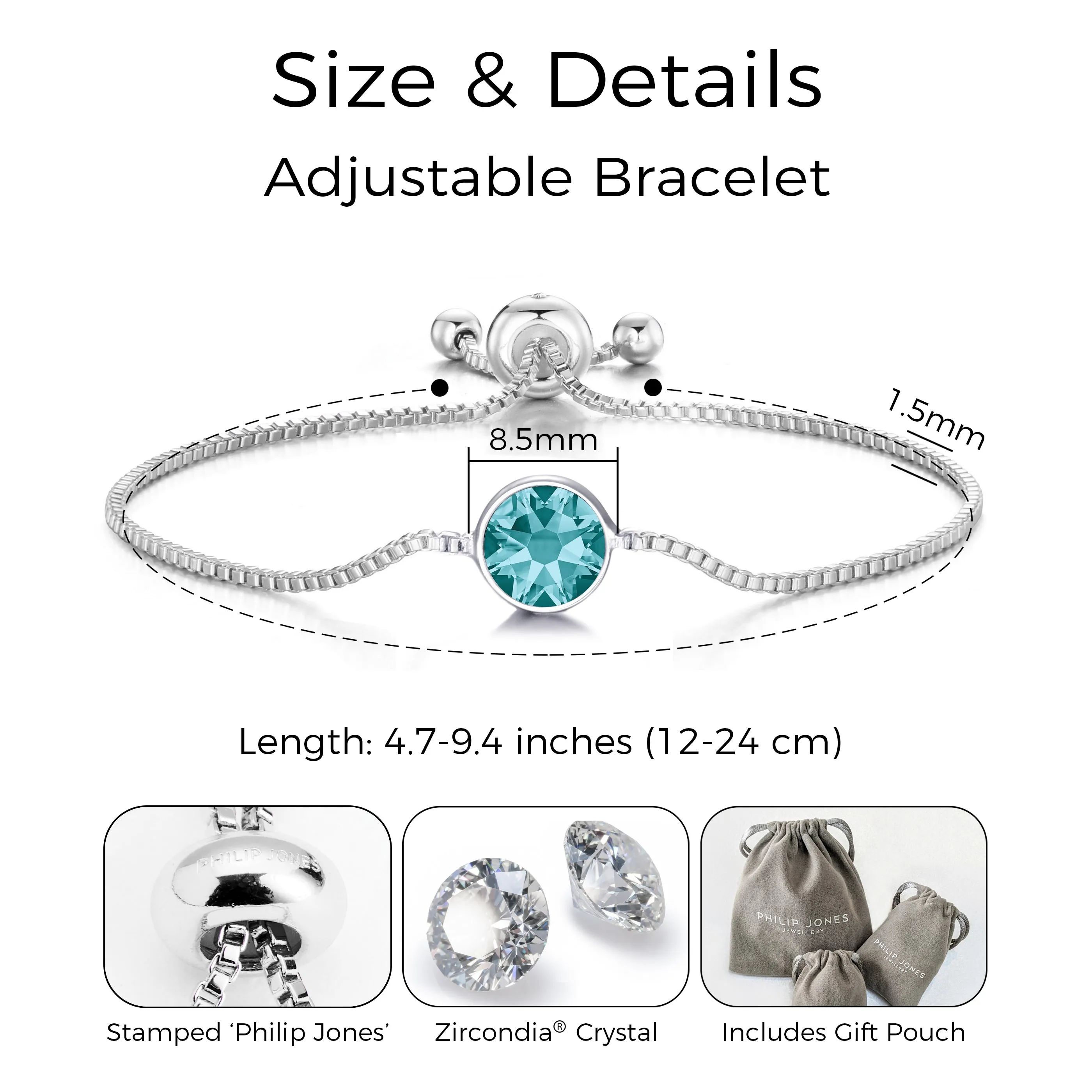 December (Blue Topaz) Birthstone Bracelet Created with Zircondia® Crystals