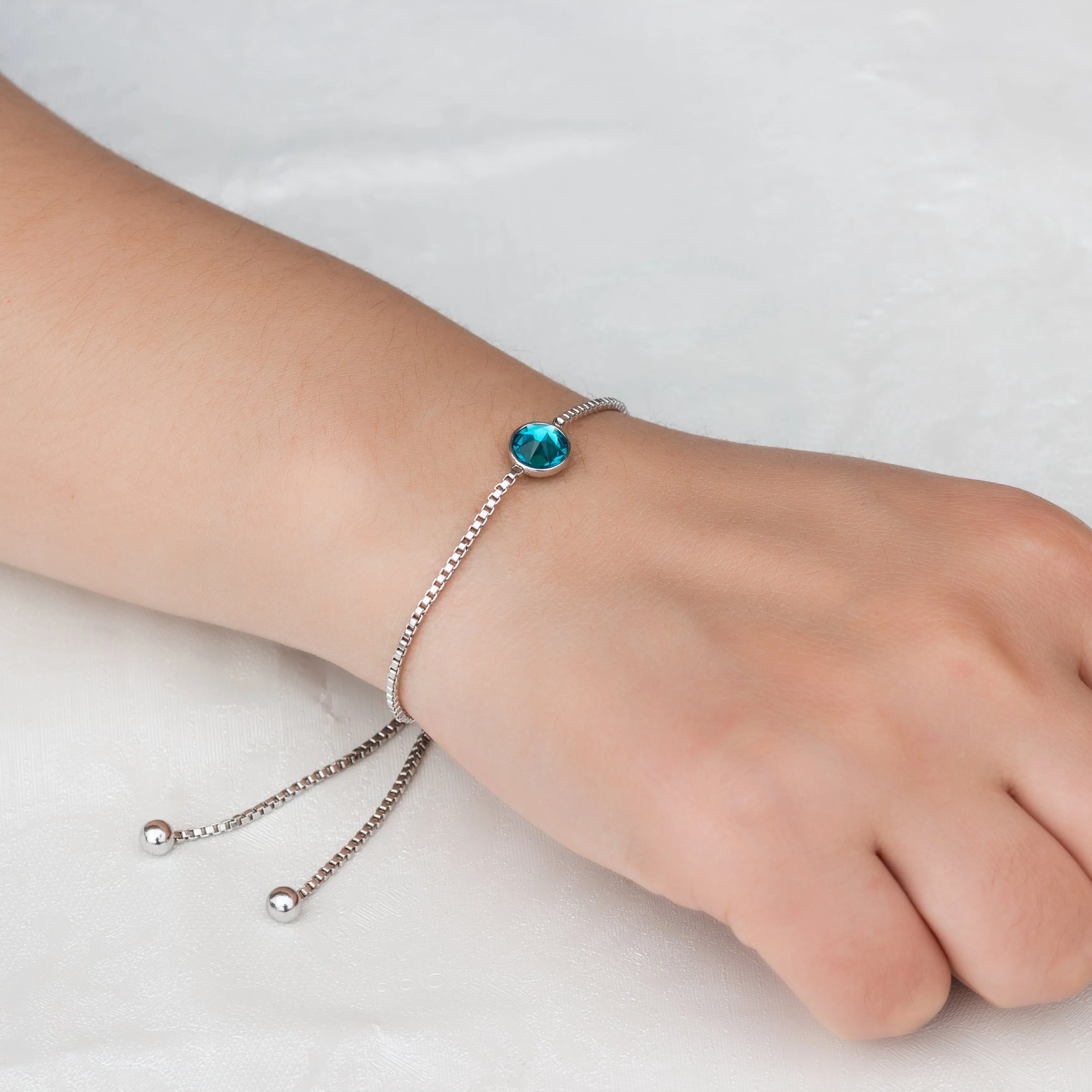 December (Blue Topaz) Birthstone Bracelet Created with Zircondia® Crystals