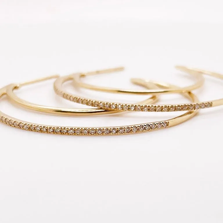 Diamond Crescent Moon Hoop Earrings