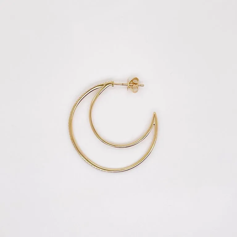 Diamond Crescent Moon Hoop Earrings