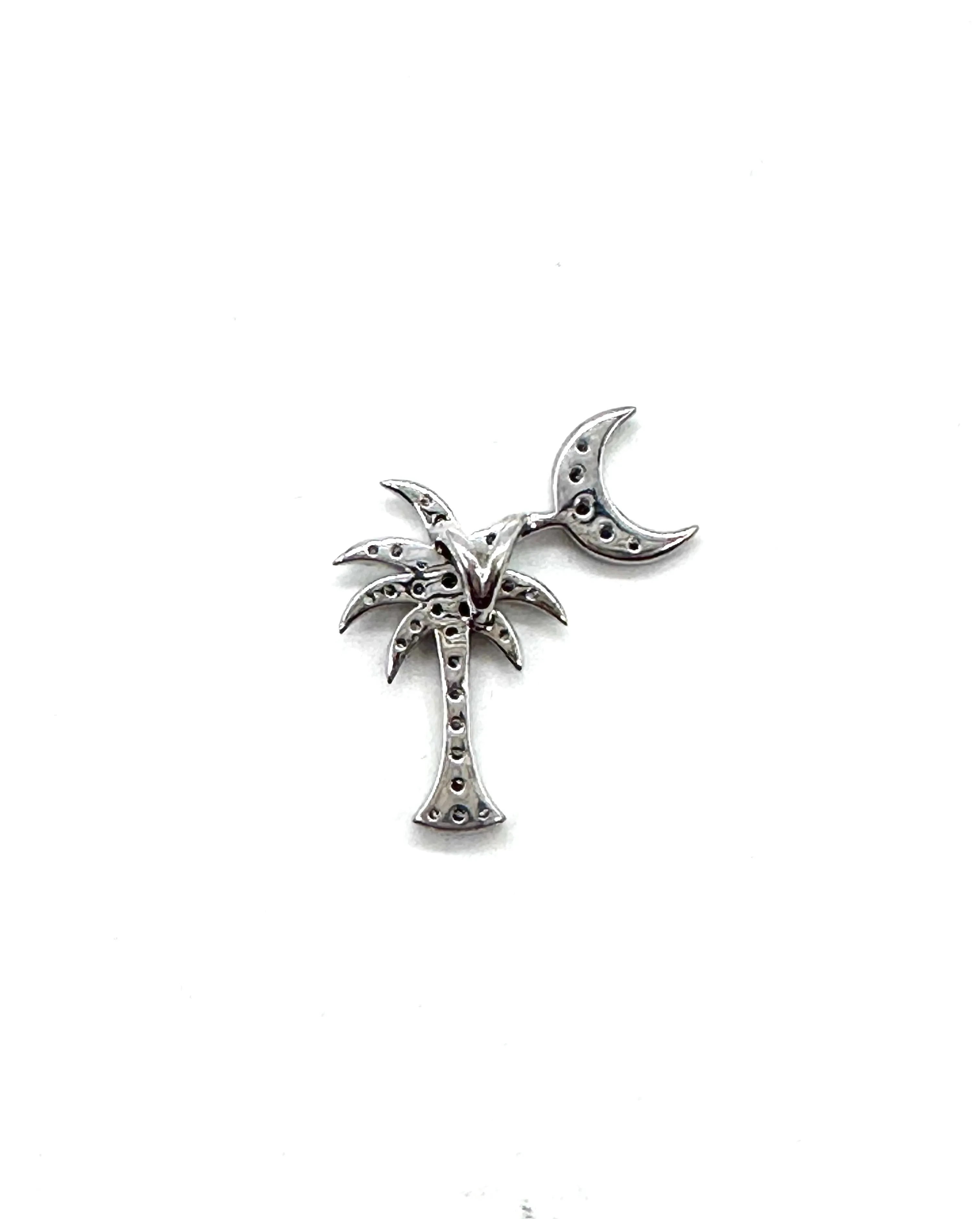 Diamond palm tree and moon pendant