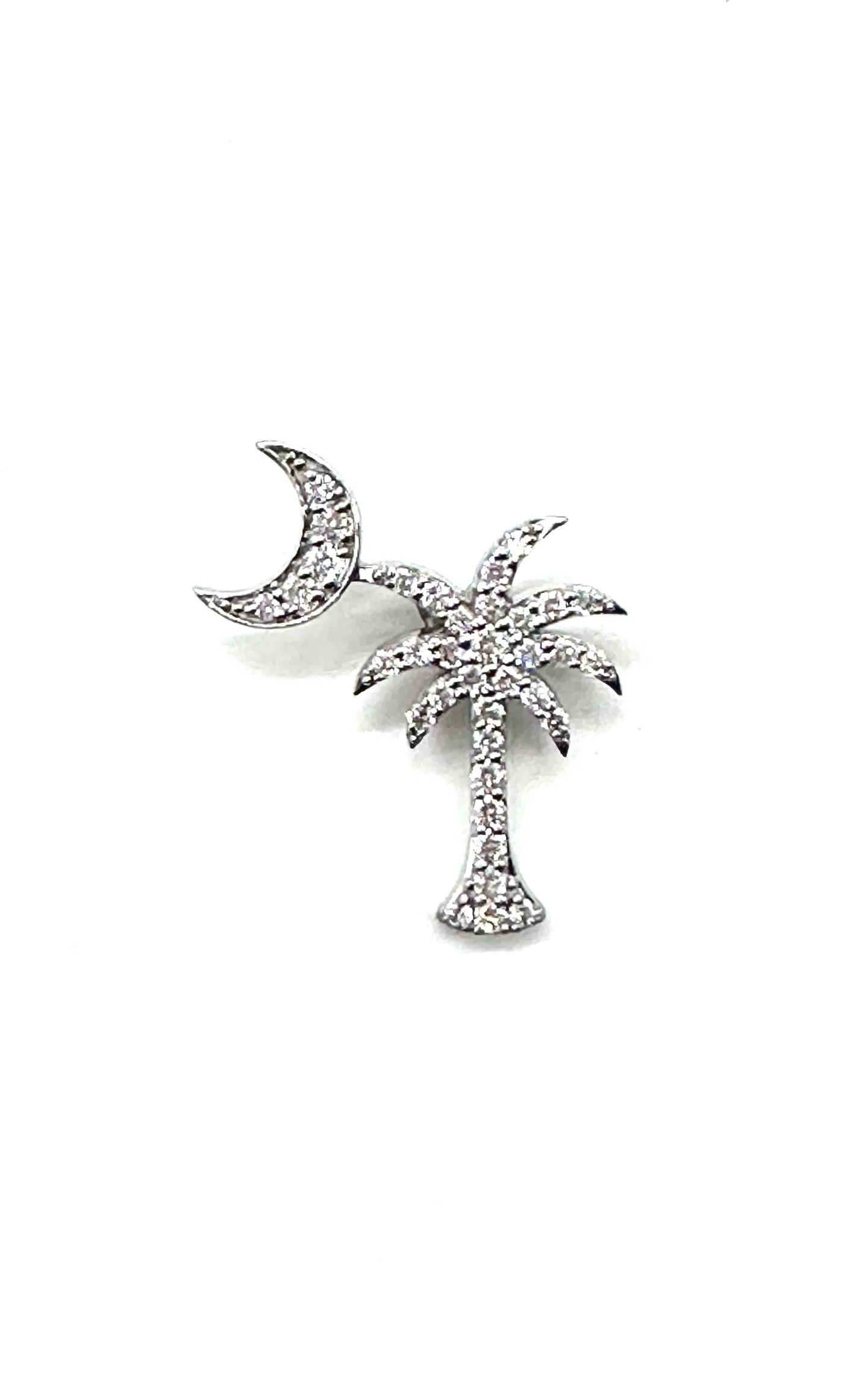 Diamond palm tree and moon pendant