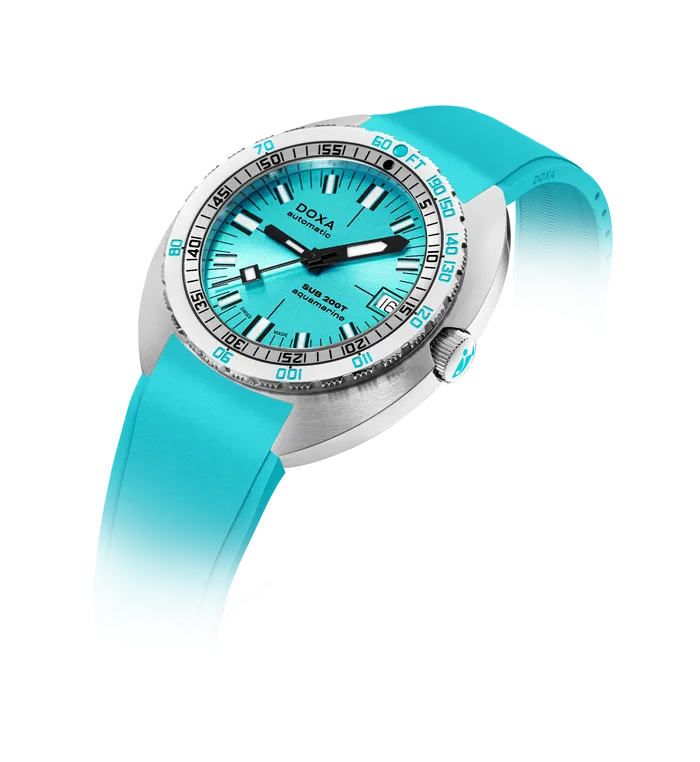 DOXA Sub 200T Aquamarine Sunray Rubber - 804.10.241.10