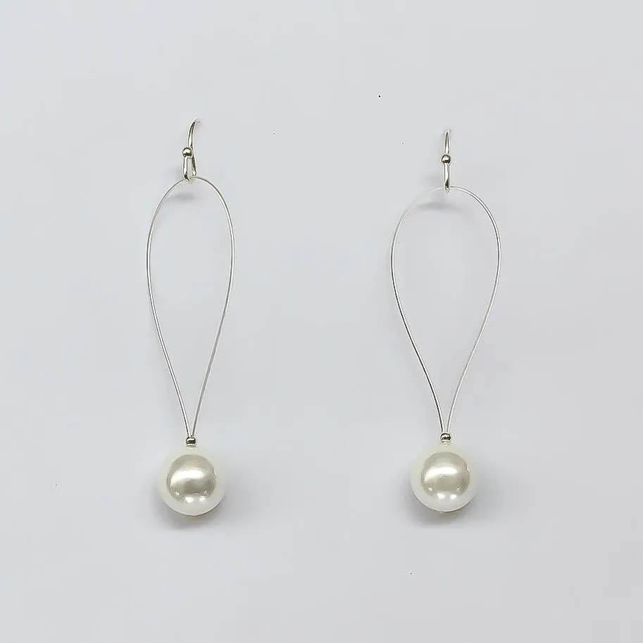 Drop Pearl Earrings - Silver