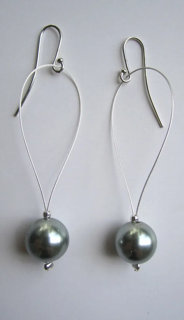 Drop Pearl Earrings - Silver