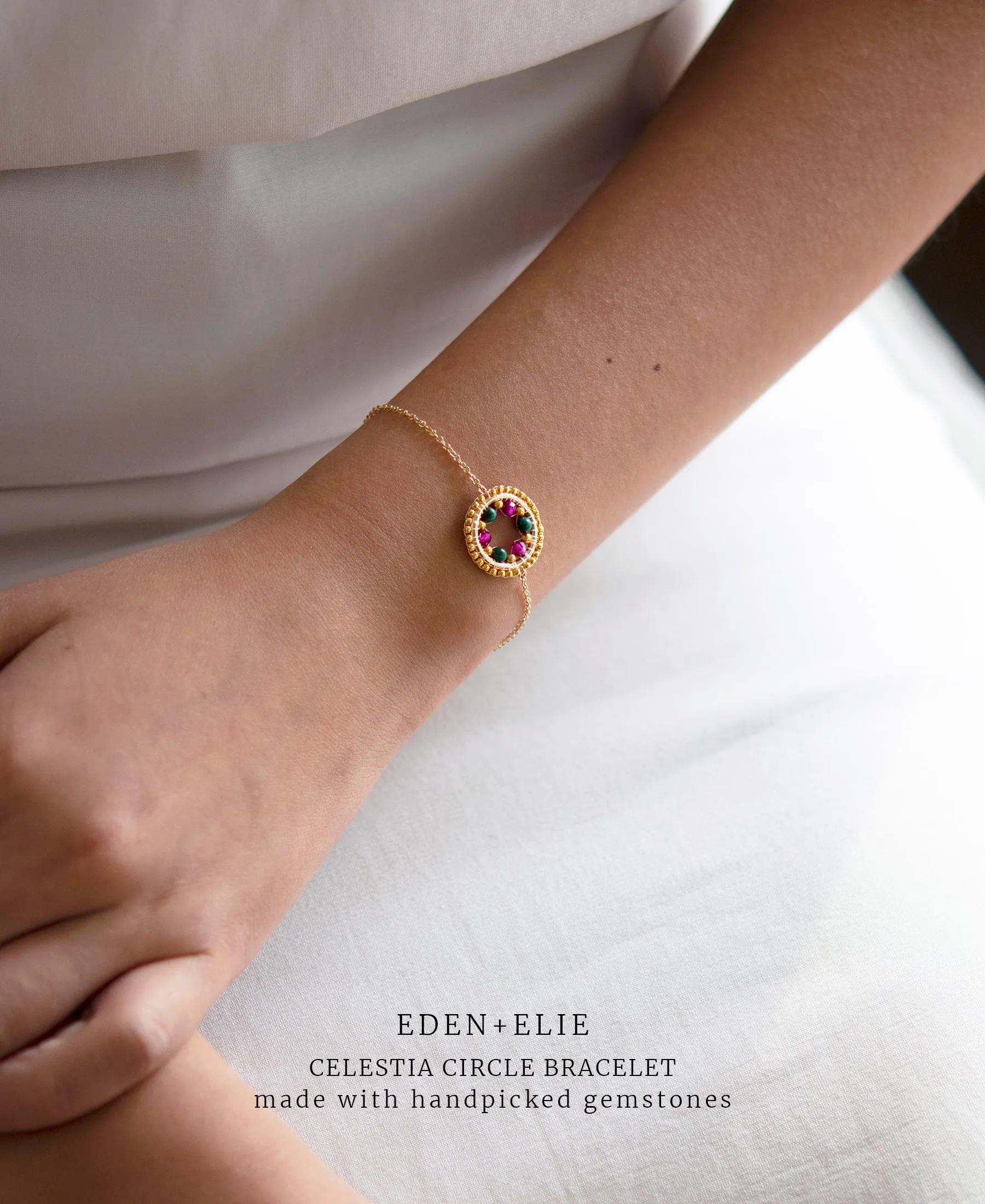 EDEN   ELIE Celestia Circle Bracelet - Garnet   Chrome Diopside