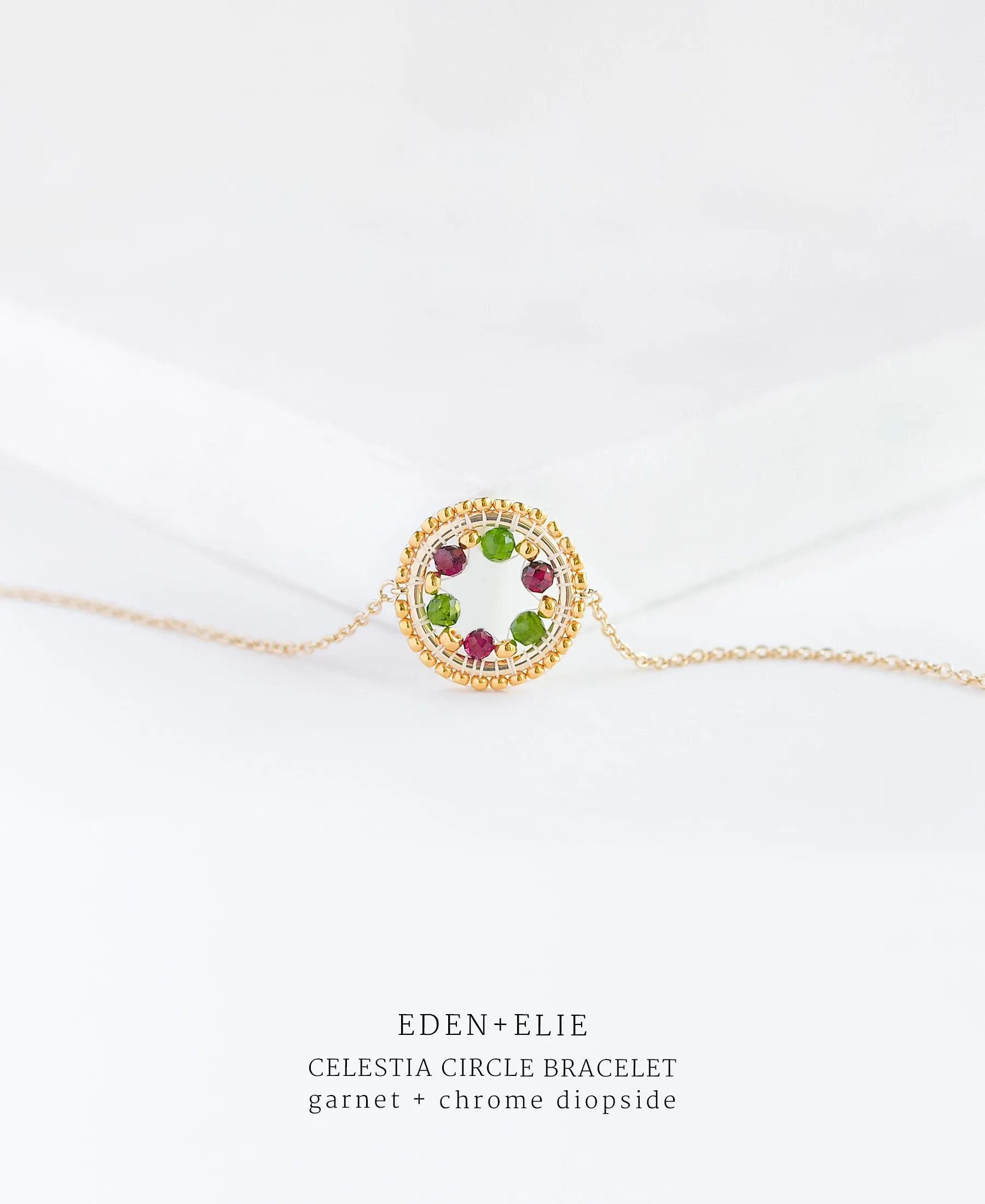 EDEN   ELIE Celestia Circle Bracelet - Garnet   Chrome Diopside