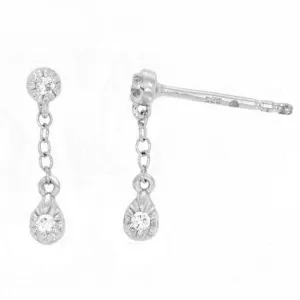 Ella Stein Silver Diamond Chain Dangle Earrings (SI1447)