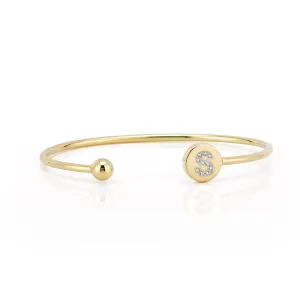 ELLE ROUND DIAMOND INITIAL BANGLE