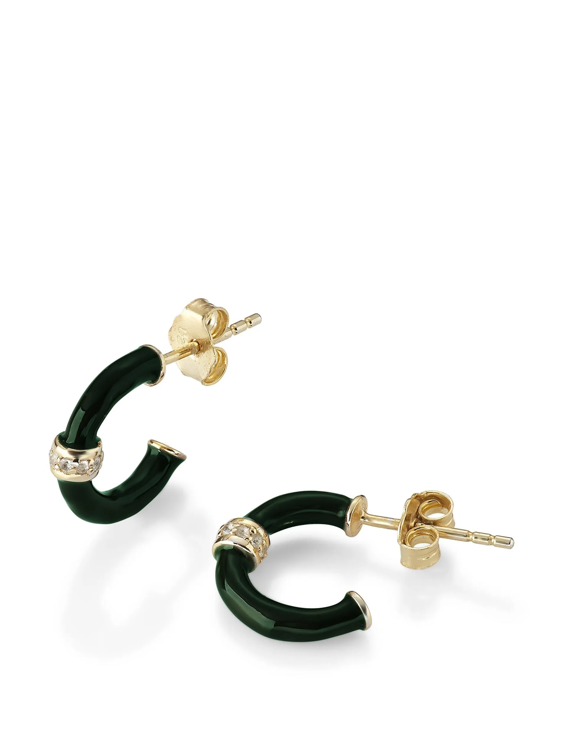 Erin green enamel hoops with white topaz