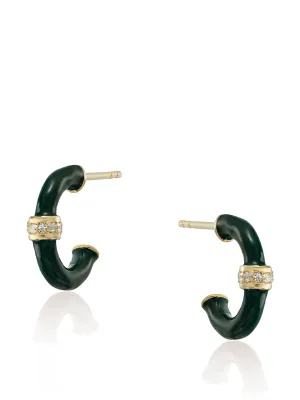 Erin green enamel hoops with white topaz