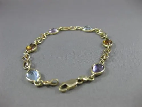 ESTATE LONG 7.0CT OVAL AAA MULTI GEM 14KT YELLOW GOLD MOTHER BRACELET #19739