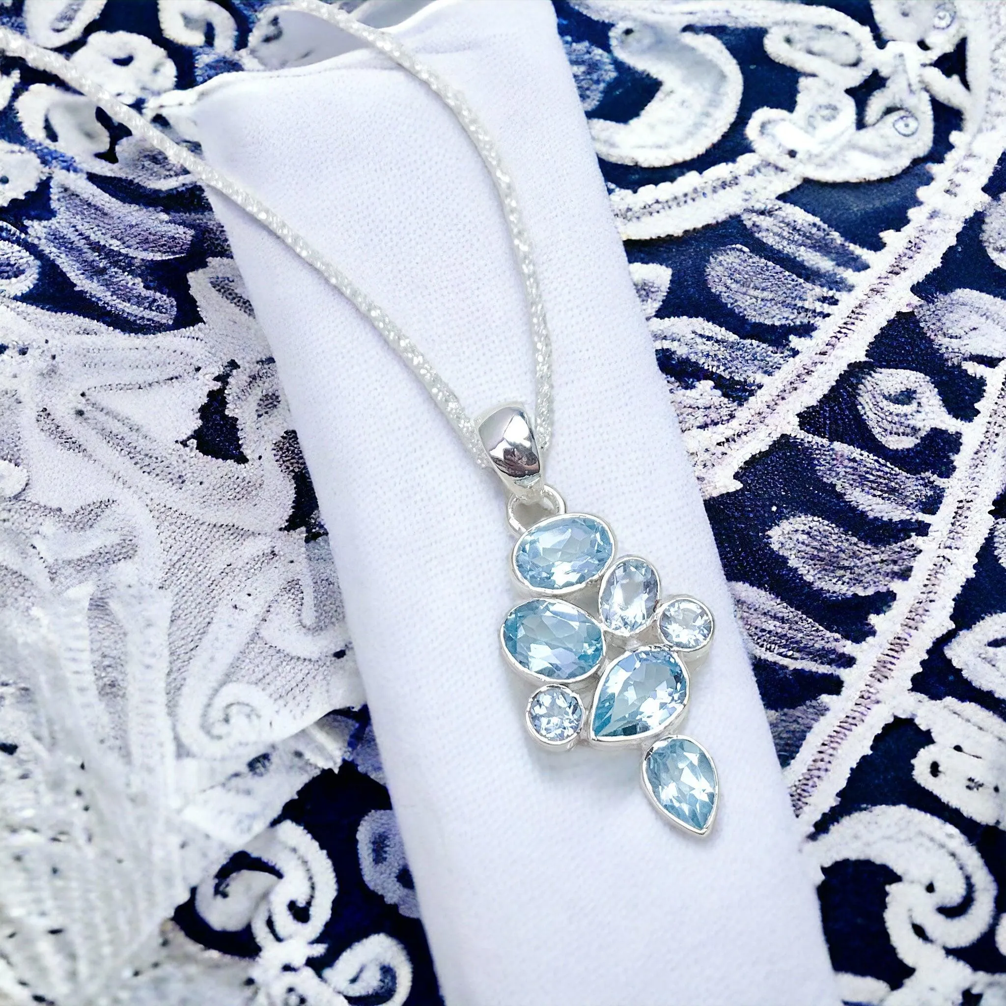 Ethereal Love Blue Topaz Silver Set