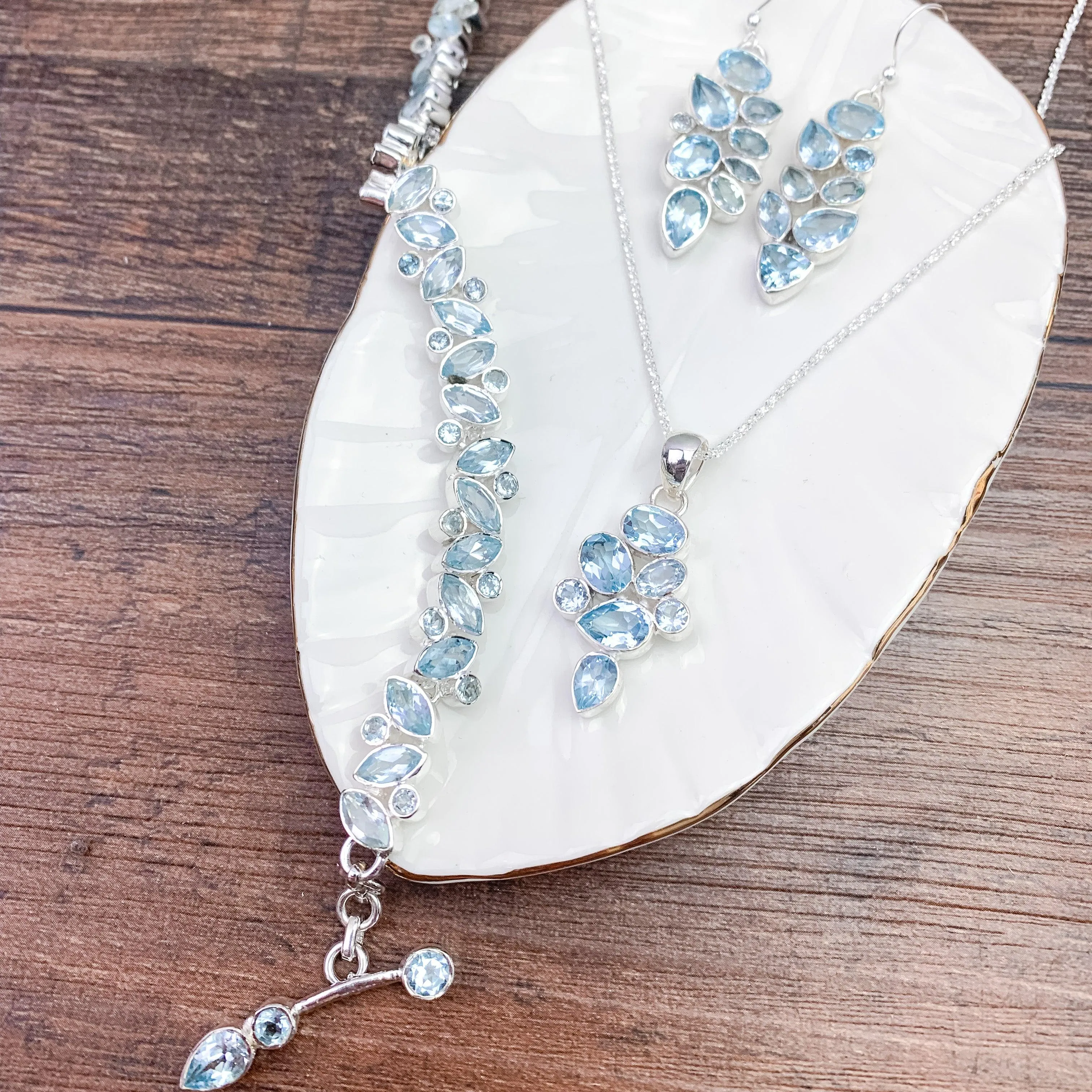 Ethereal Love Blue Topaz Silver Set