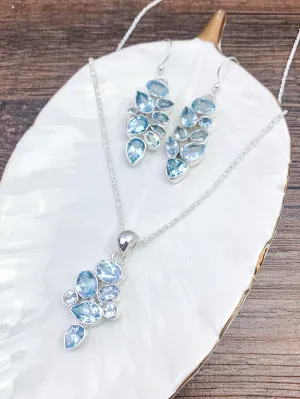 Ethereal Love Blue Topaz Silver Set