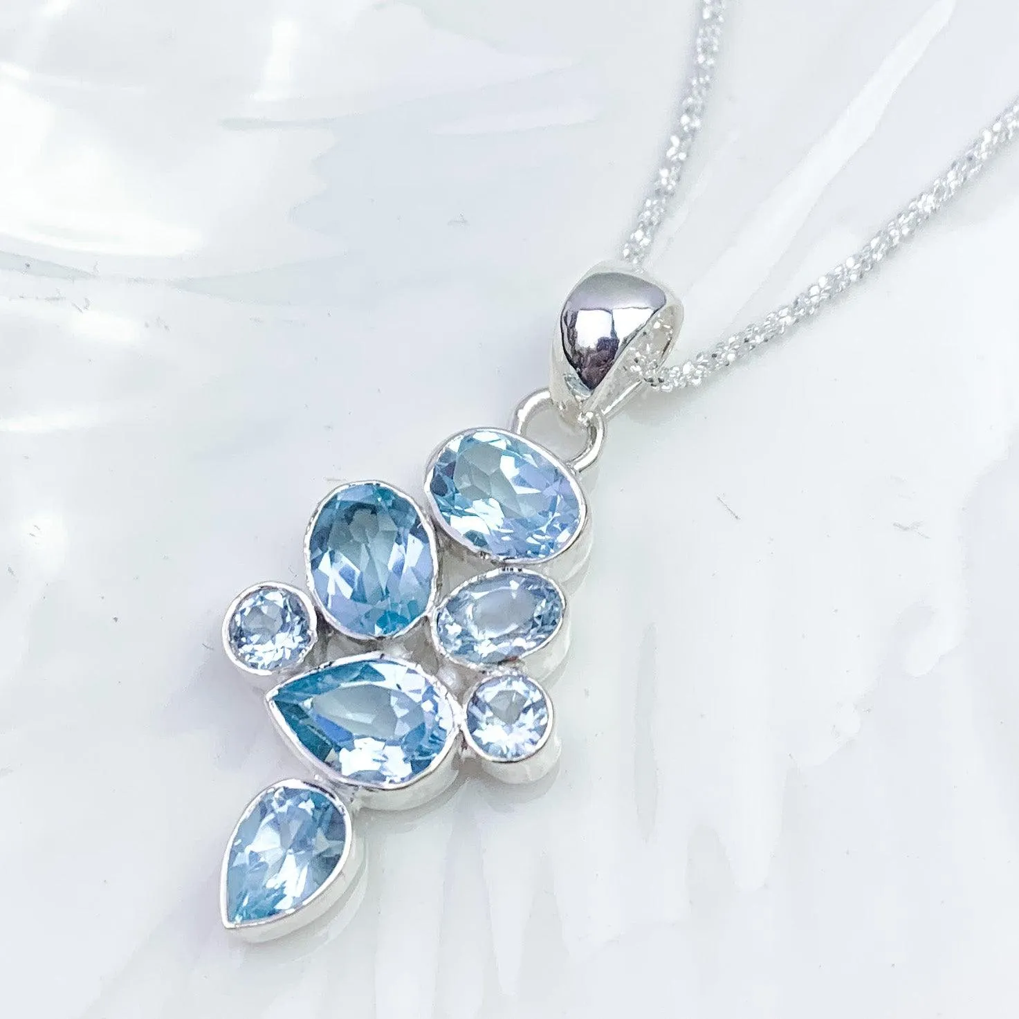 Ethereal Love Blue Topaz Silver Set