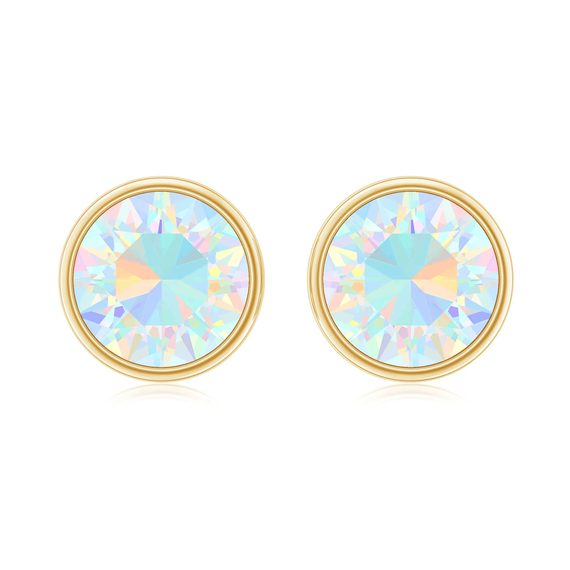 Ethiopian Opal Solitaire Stud Earrings with Screw Back