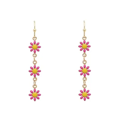 Flower and Gold Chain Earrings