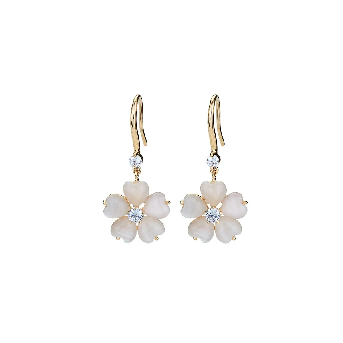 Flower Bone Gold Earrings