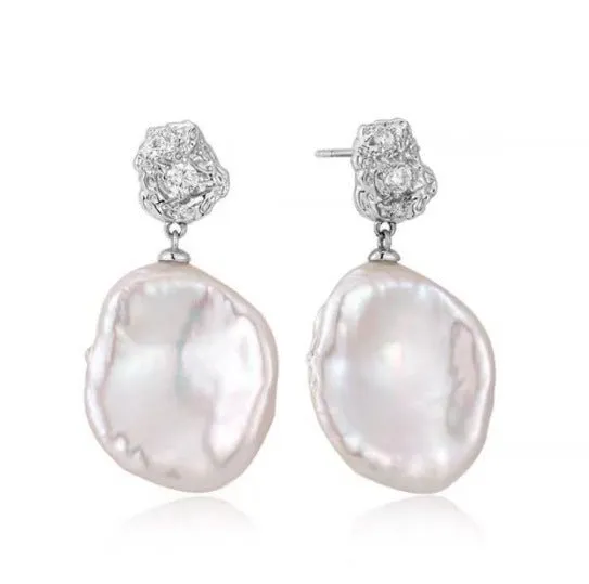 French Style Lava Petal Baroque Pearl Drop Earrings