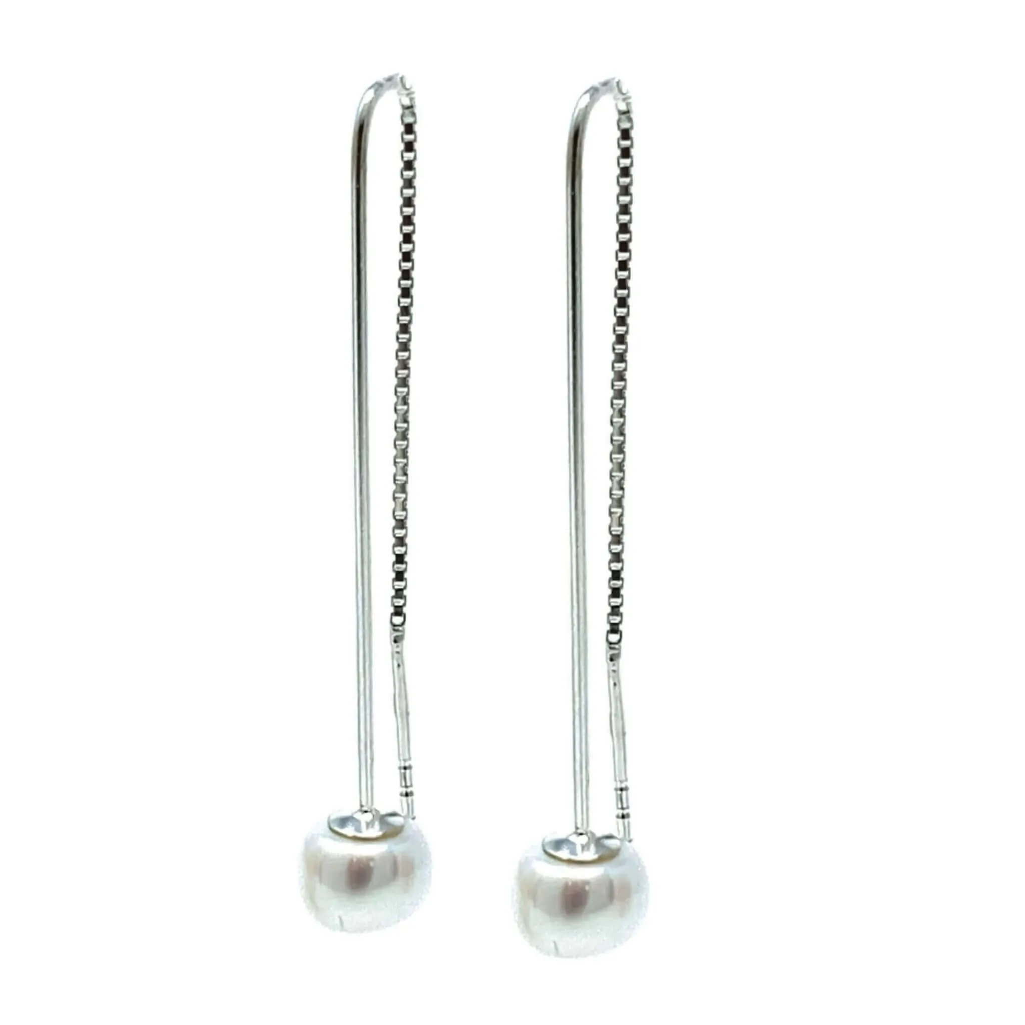 Freshwater Pearl Sterling Silver Threader Earrings