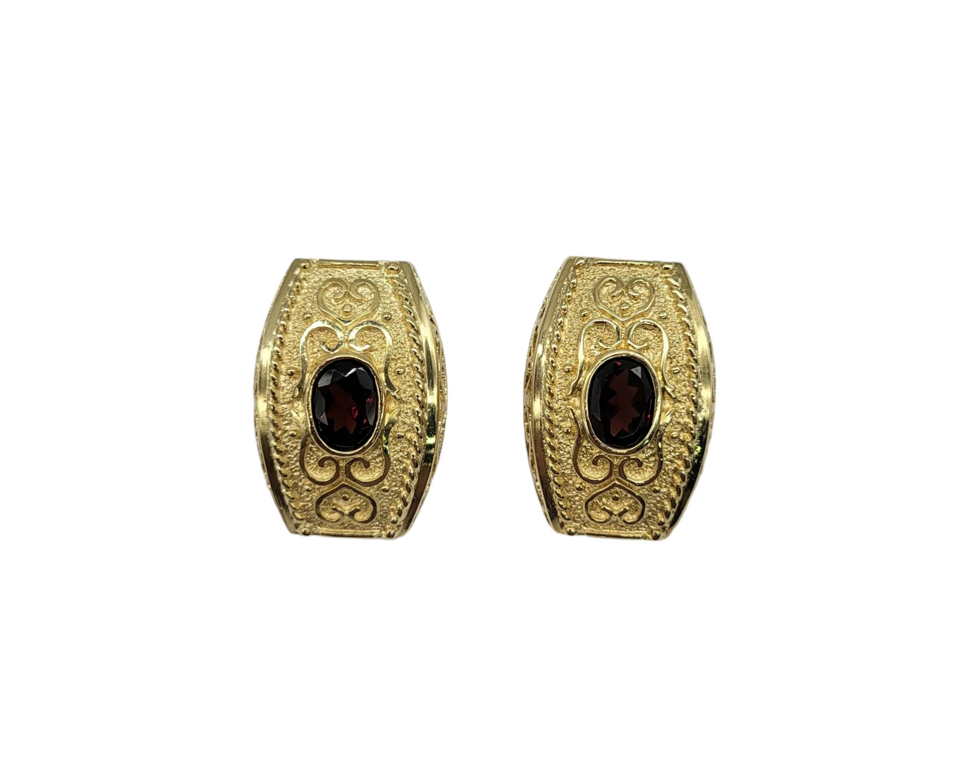 Garnet and 14 Karat Gold Earrings