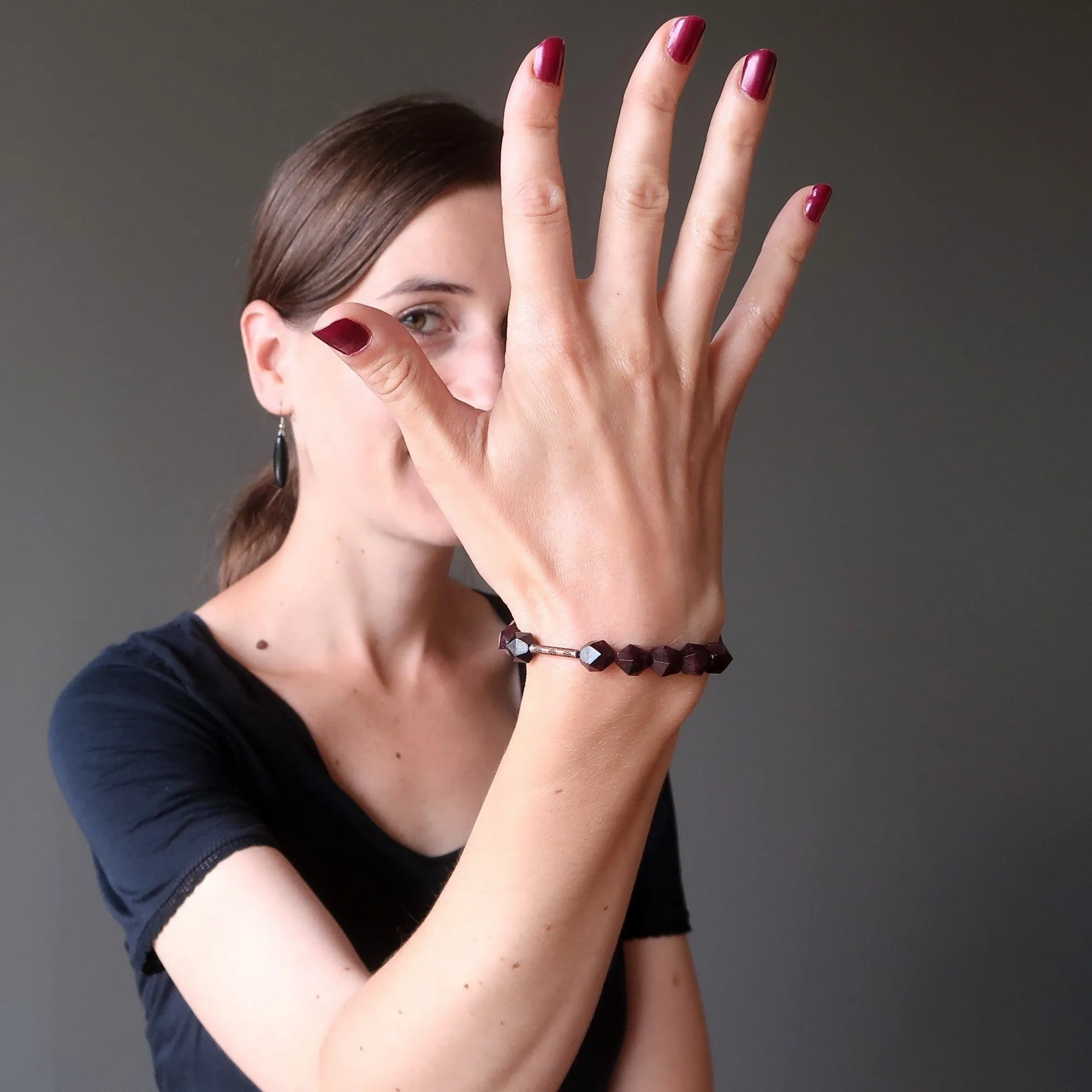 Garnet Bracelet Funky Dance Lovers Faceted Deep Red Gemstone