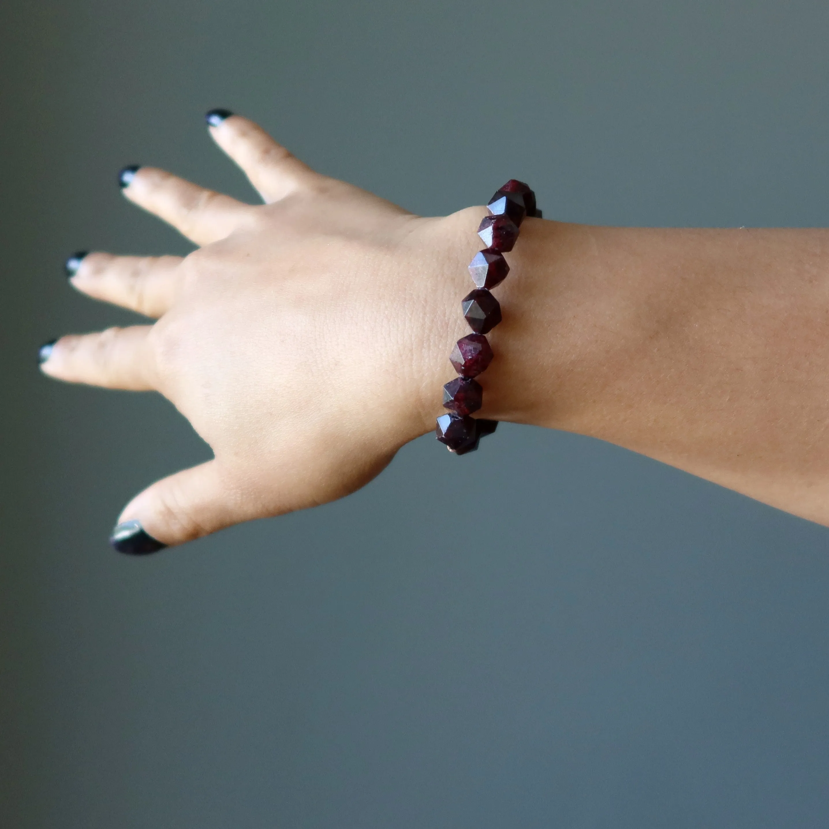 Garnet Bracelet Funky Dance Lovers Faceted Deep Red Gemstone