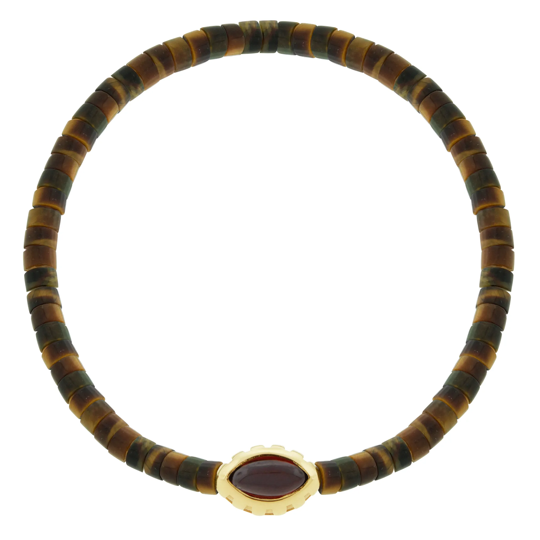 Garnet Eye of the Idol Tiger's Eye Bead Bracelet