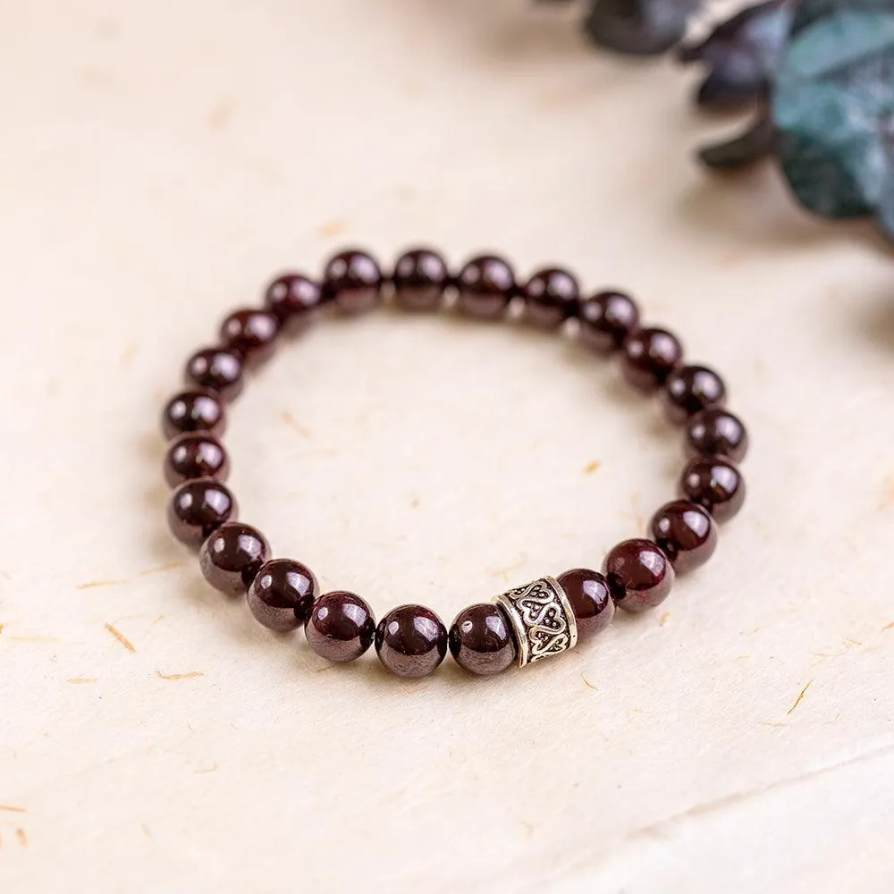 Garnet Gemstone Bracelet 8mm - Heart's Desire