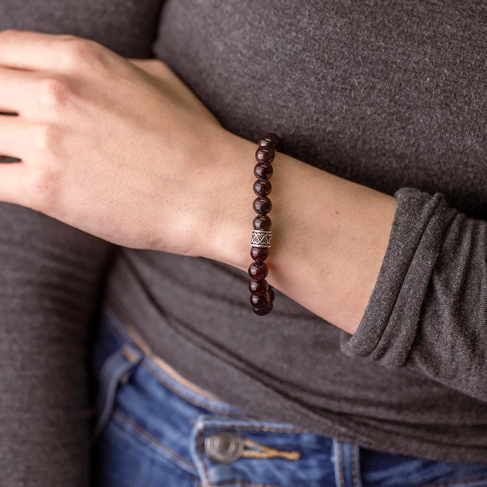 Garnet Gemstone Bracelet 8mm - Heart's Desire