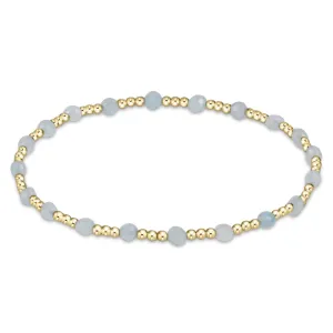 Gemstone Gold Sincerity Pattern 3mm Bead Bracelet - Aquamarine