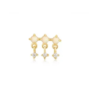 Gold Kyoto Opal Drop Sparkle Barbell Single Earring E047-04G