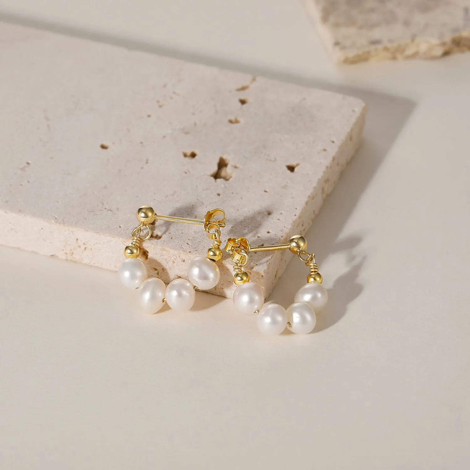 Gold Plated Baroque Pearl Earrings