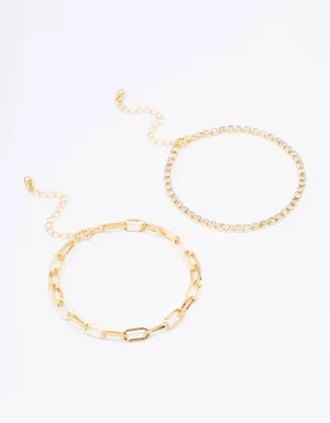 Gold Plated Tennis Open Link Bracelet