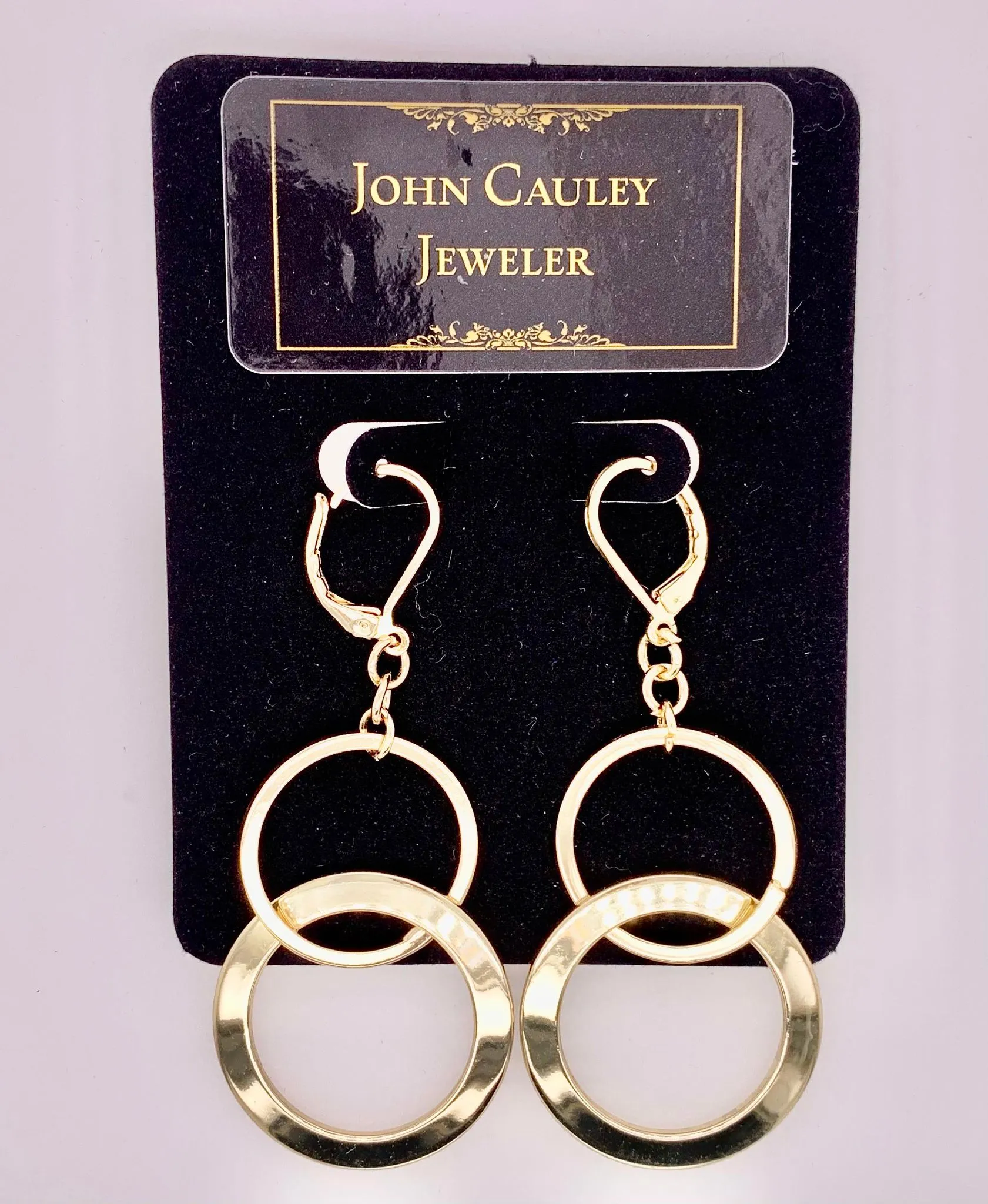 Gold Tone Circle Dangle Earrings