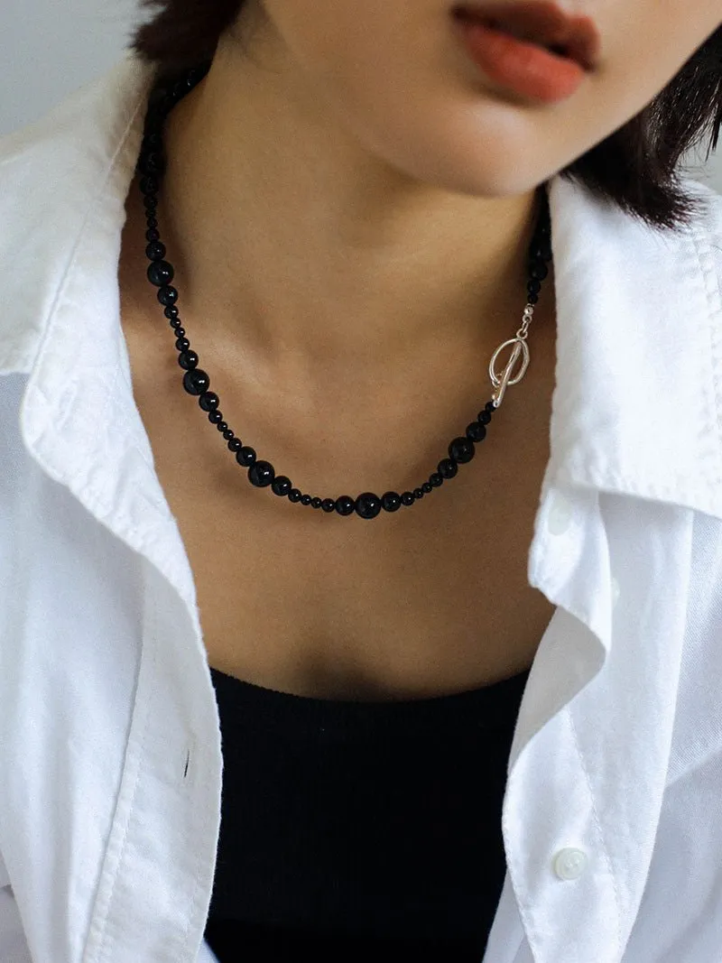 Gradual Black Onyx Clavicle Chain