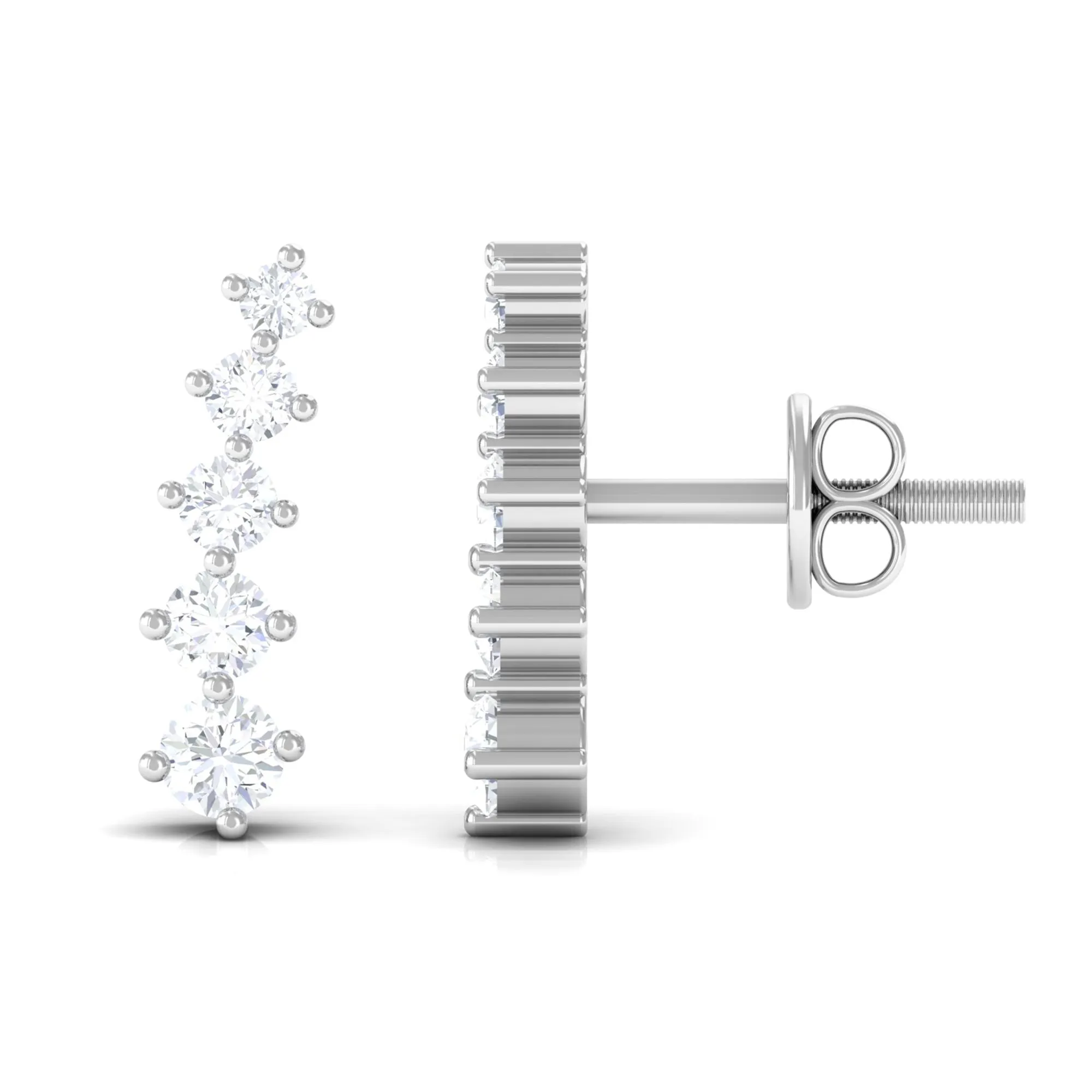 Graduated Style Diamond Climber Earrings