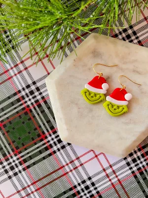 Grinch Earrings | Clay Earrings