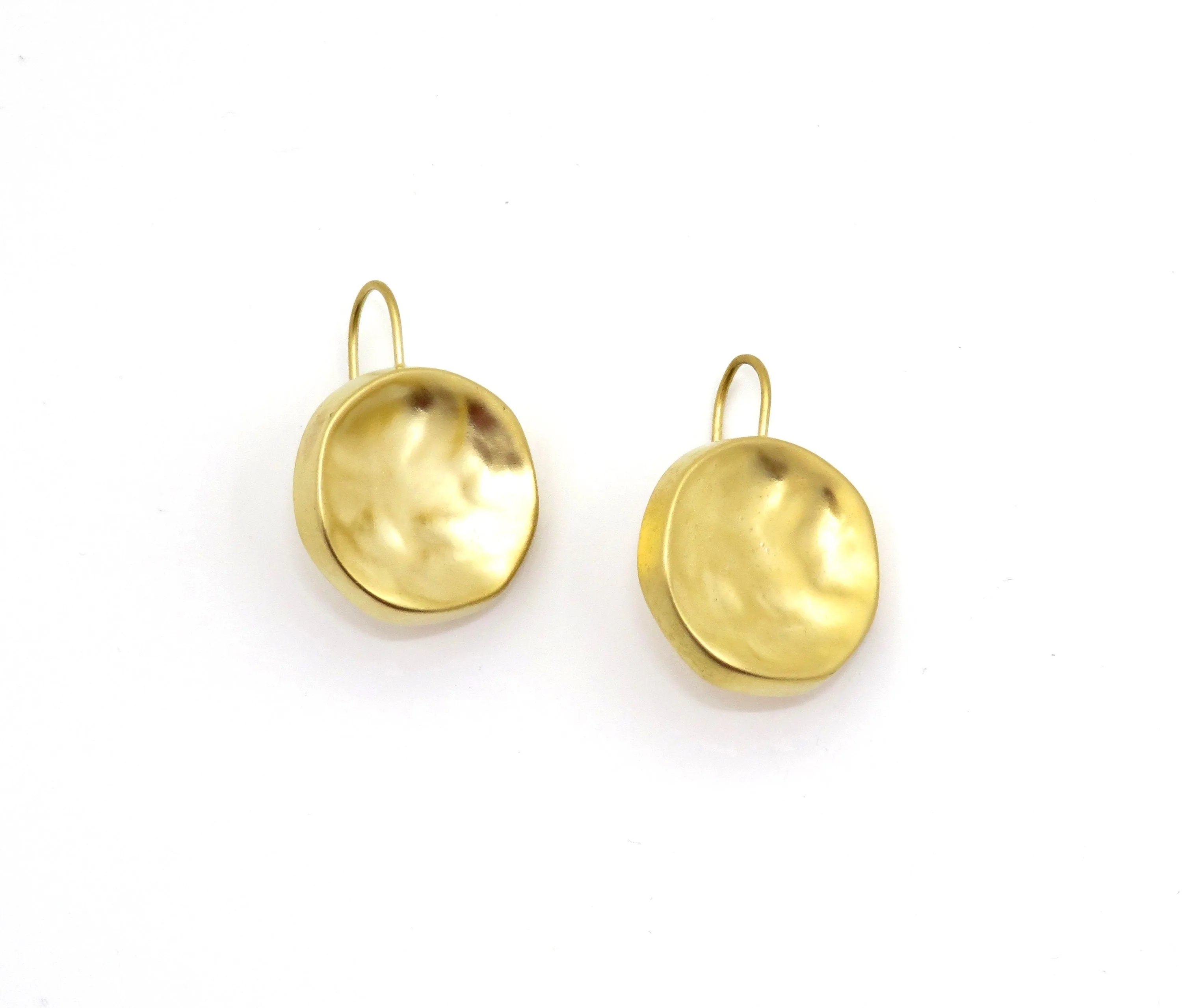 Hammered Disc Earrings - Gold