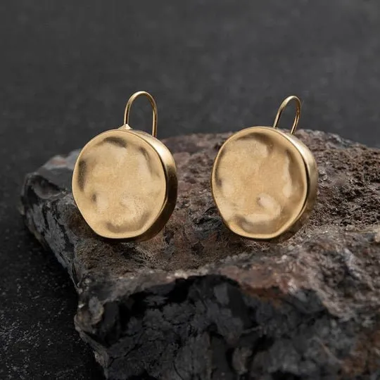 Hammered Disc Earrings - Gold