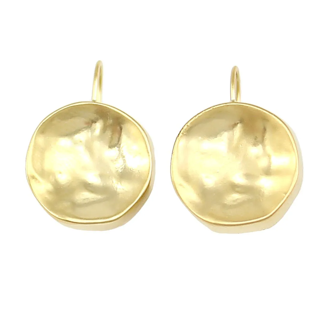 Hammered Disc Earrings - Gold