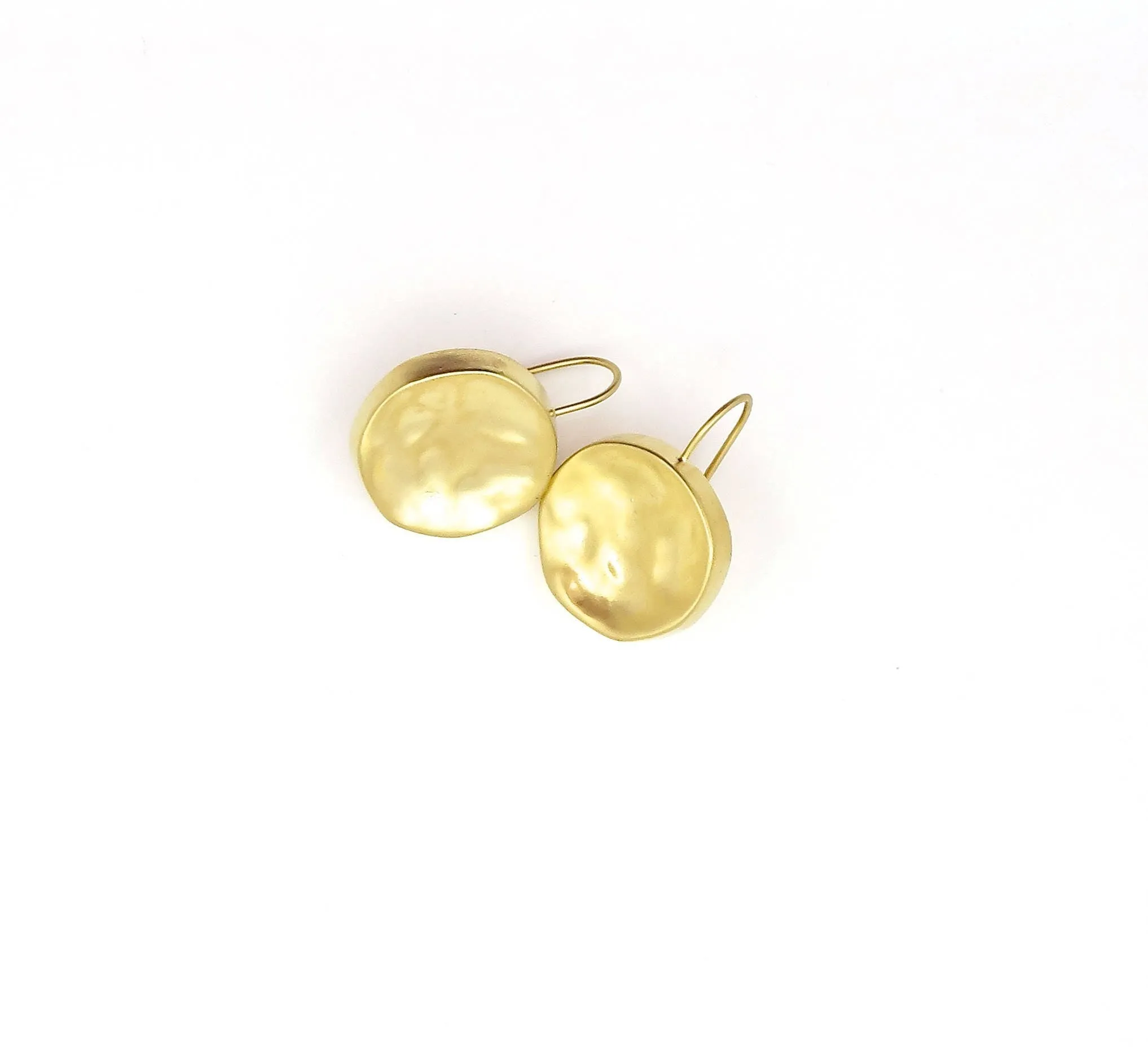 Hammered Disc Earrings - Gold