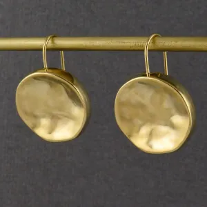 Hammered Disc Earrings - Gold