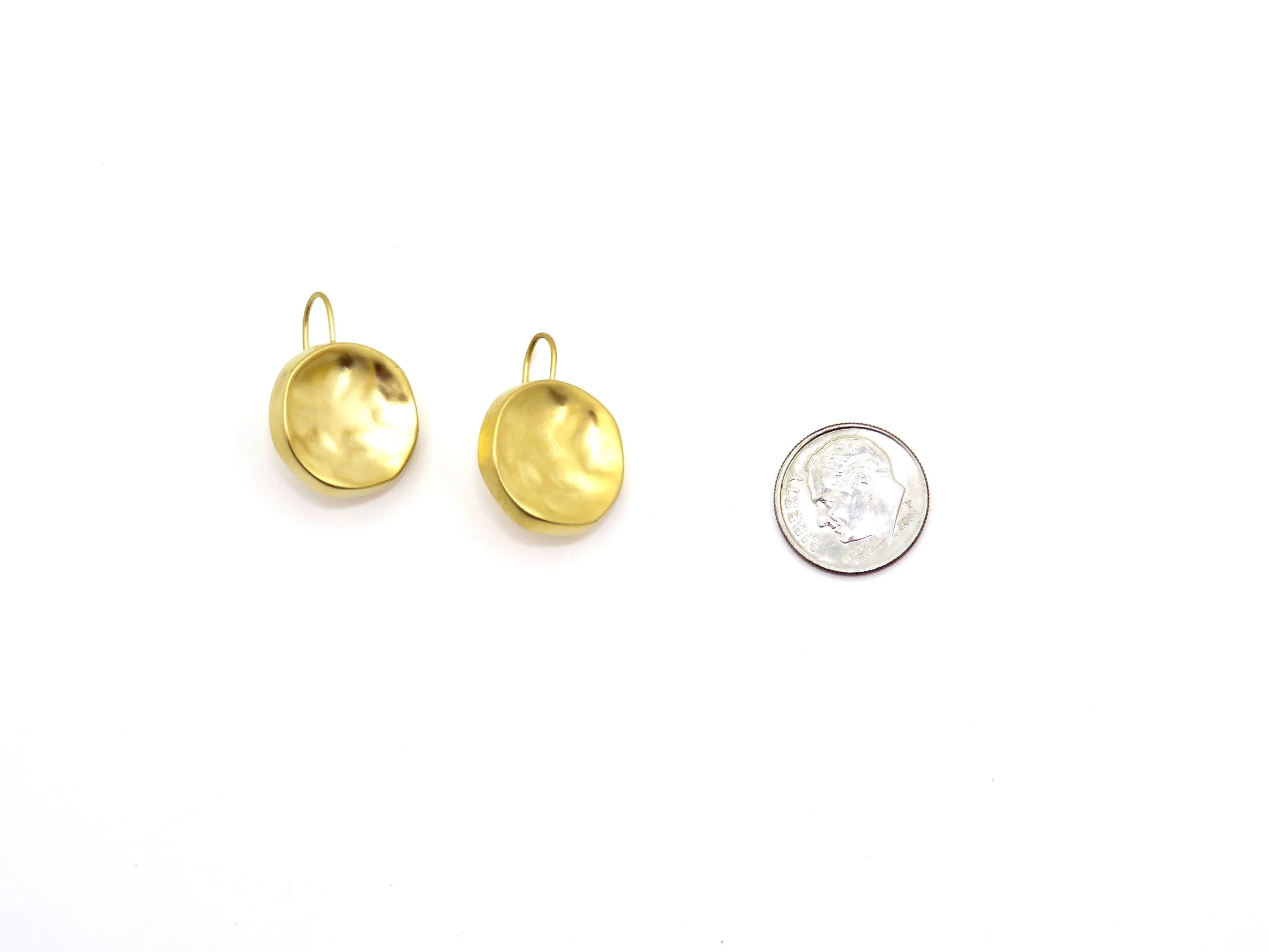 Hammered Disc Earrings - Gold