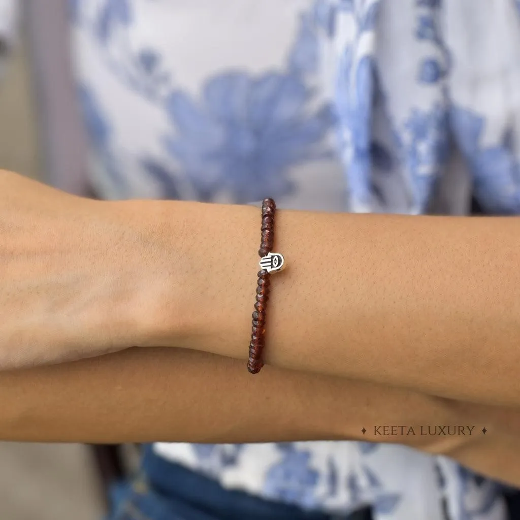 Hamsa Harmony - Garnet Bracelet